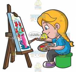 A Girl Painting A Still Life Image