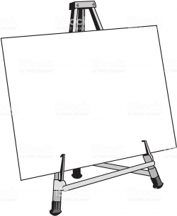 A blank canvas or posterboard on an easel. » Clipart Station