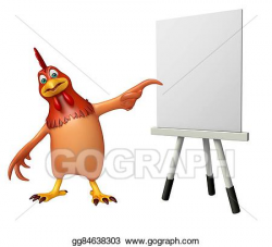 Stock Illustration - Cute hen cartoon character with easel ...