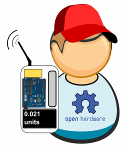 Clipart - Support: citizen monitoring - common guy with homemade sensor