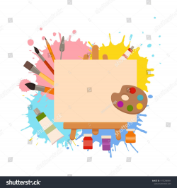 Painting tools elements cartoon colorful vector concept. Art ...