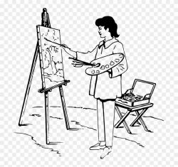 Painting Easel Black And White Drawing Art - Drawing Of A ...
