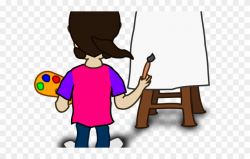 Portrait Clipart Art Easel - Cartoon Of Someone Painting ...