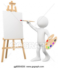 Stock Illustrations - 3d artist painting on a canvas on an ...