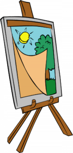 Easel with kids painting - vector Clip Art - Clip Art Library