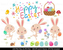 Bunny Cute Digital Clipart - Cute Easter Clipart, Baby Bunny Rabbit, Easter  Clipart, Easter Clip art, Clip Art