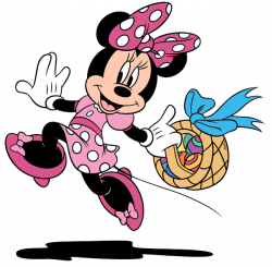 Minnie hurrying back with the Easter eggs she found in her basket ...