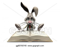 Stock Illustrations - Cartoon rabbit reading big book. Stock ...