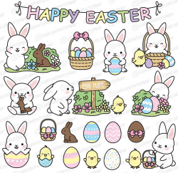 Premium Vector Clipart - Kawaii Easter - Cute Easter Clipart ...
