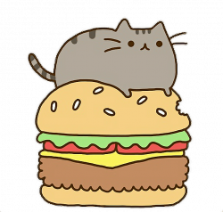 cat gato gatito kawaii comer eat hamburger hamburguesa...