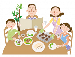 Eating Cartoon Family Meal Illustration - The family eats together ...