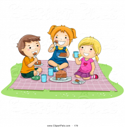 Eating Pal Clipart Of Pair Girls And Boy Food At Picnic By ...