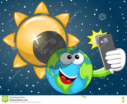 Cartoon Earth Selfie Solar Eclipse Stock Vector - Image ...