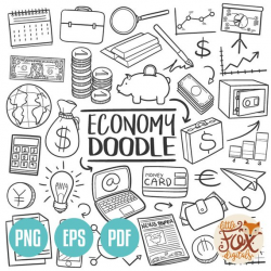 VECTOR EPS Economy Finances Money Traditional Doodle Icons ...