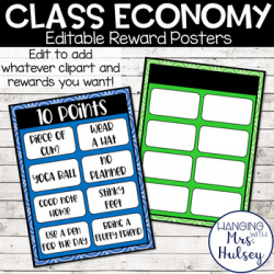 Classroom Economy: Editable Reward Posters