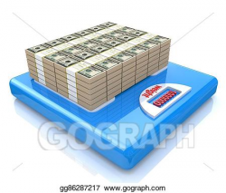 Stock Illustration - Weighing stacks of dollar bills on the ...