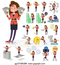 Vector Stock - Flat type 90s fashion women_money. Clipart ...