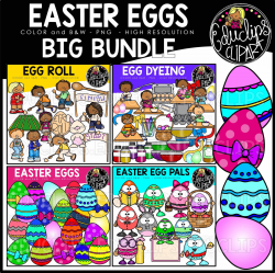 Easter Egg Clip Art Big Bundle (Color and B&W)
