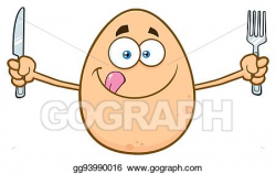 EPS Vector - Cute egg cartoon mascot character licking his ...