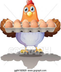Vector Illustration - A hen holding a tray of eggs. EPS ...
