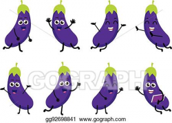 Vector Art - Happy eggplant cartoon character. Clipart ...