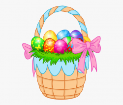 Egg Clipart Clear Background - Cartoon Easter Basket With ...