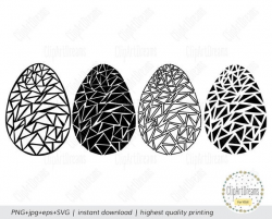 Easter egg clipart SVG files, Easter eggs clipart black and white Svg cut  file PNG clip art gift svg files Cutting for Silhouette Cricut dxf