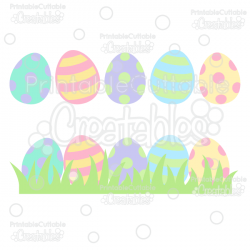 Easter Eggs in Grass SVG Cut File & Clipart for Silhouette ...