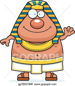 Vector Clipart - Cartoon egyptian pharaoh waving. Vector ...