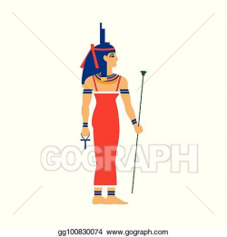 Vector Art - Isis, ancient egypt goddess in throne headdress ...