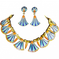 TRIFARI 'Alfred Philippe' 'Egyptian Revival' Coral, Lapis, Turquoise ...