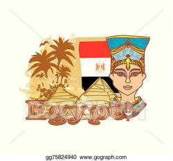 Clip Art Vector - Egyptian queen cleopatra on the background ...