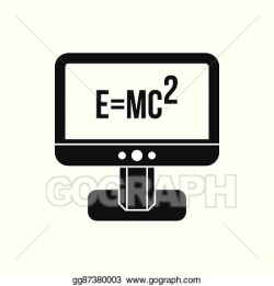 Vector Clipart - Monitor with einstein formula icon, simple ...