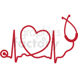 heartbeat with heart stethoscope svg cut file clipart. Royalty-free clipart  # 409226