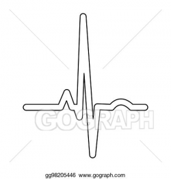 Clip Art Vector - Heart rhythm ekg black color path icon ...