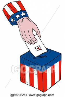 Drawing - American election voting ballot box retro. Clipart ...