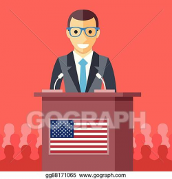 Vector Illustration - Man giving speech at rostrum. EPS ...