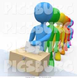 Clip Art of 3d People Standing in Line to Vote by 3poD - #301