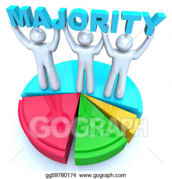 Drawings - Majority rule people holding word on pie chart ...