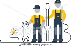 Vector Art - Electric workers with tools, internet support ...