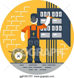 Vector Stock - Worker with screwdriver fixing electricity ...