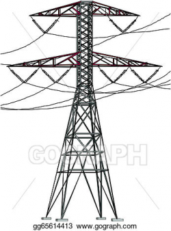 Vector Illustration - High tension power lines. EPS Clipart ...