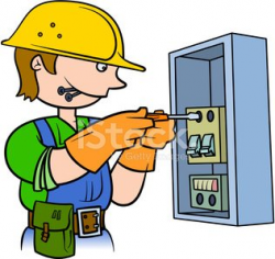 Electrician Repairing AN Electrical Panel premium clipart ...