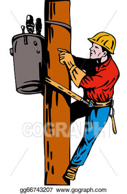 Stock Illustration - Power lineman electrician. Clipart ...