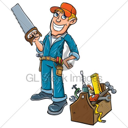 handyman+clipart | Cartoon Handyman With Toolbox. · GL Stock ...