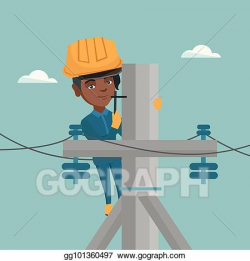 Vector Art - African electrician working on electric power ...