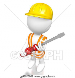 Stock Illustration - 3d workman with a screwdriver. Clipart ...