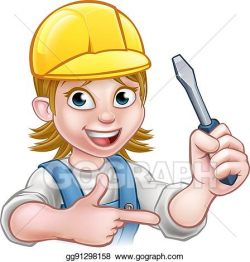 Vector Art - Woman electrician holding screwdriver. Clipart ...