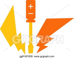 Vector Art - Screwdriver and lightning, yellow icon ...
