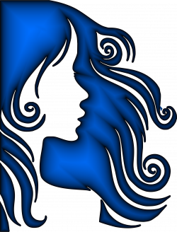 Clipart - Female Hair Profile Silhouette Sapphire